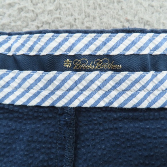 Brooks Brothers Shorts Mens 4 Blue Solid Seersucker Cotton Flat Front - Picture 4 of 10